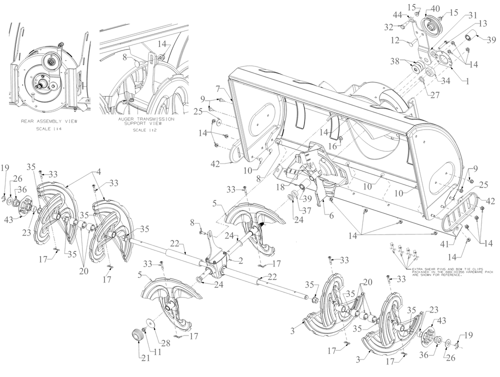 Auger Housing Diagram and Parts List for 19B40024OEM (42Inch-3x)(2023 & After) Cub Cadet Snow Blower